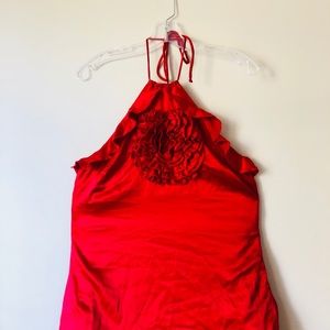 Silky Red Rose Halter Top